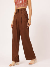 DressBerry Women Flare Flair Wide Waistband Trousers