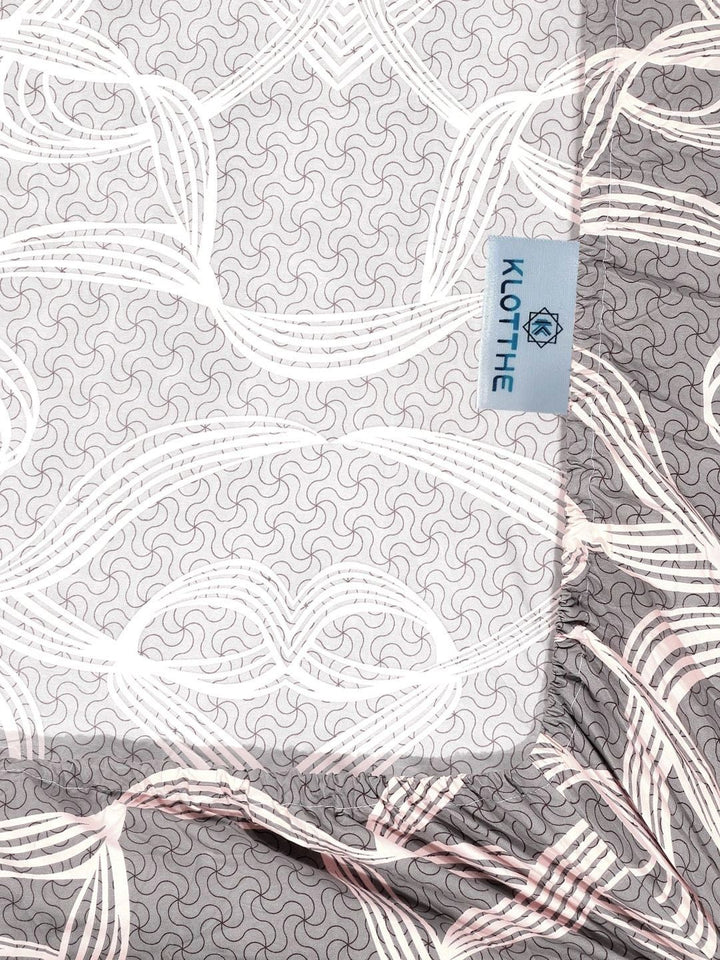 Moda Rapido X KLOTTHE Grey & Pink 300 TC Single Bedsheet with 1 Pillow Covers