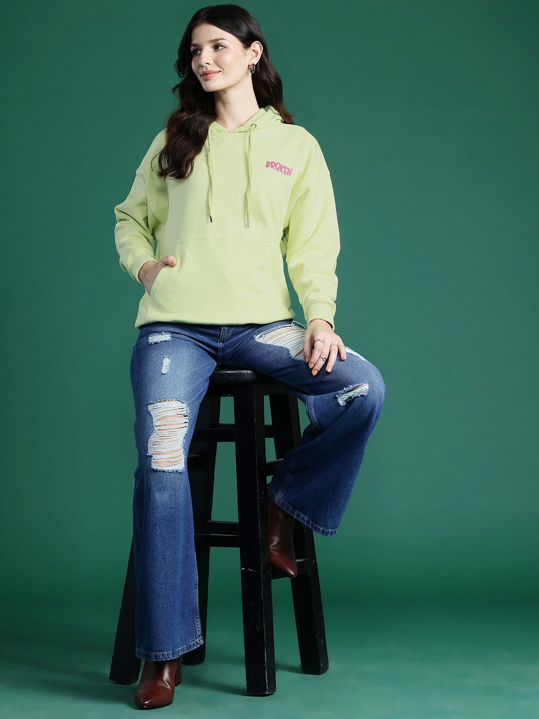 DressBerry Printed Hooded Sweatshirt