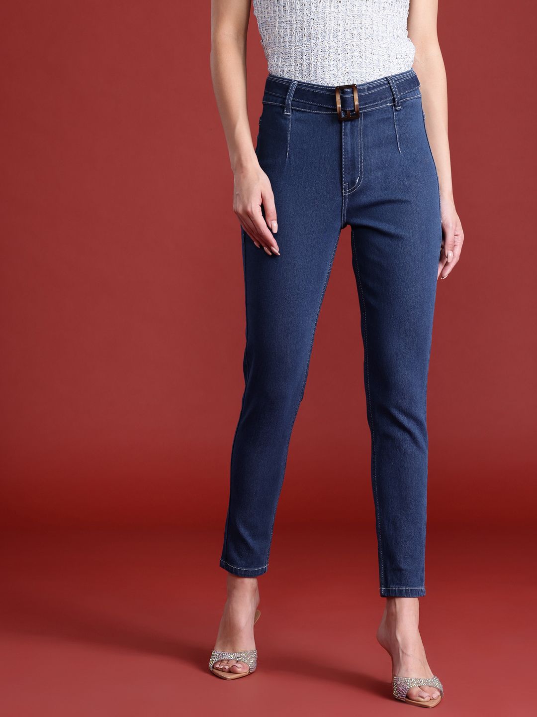 all about you Women Skinny Fit Stretchable Jeans with Belt