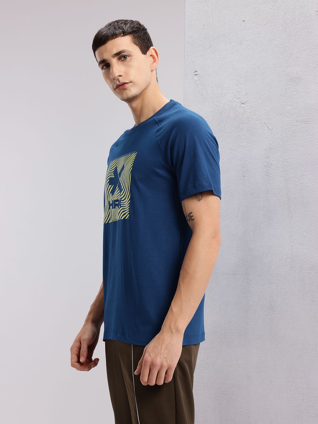 HRX by Hrithik Roshan Brand Logo Print Drop-Shoulder Sleeves Training T-shirt