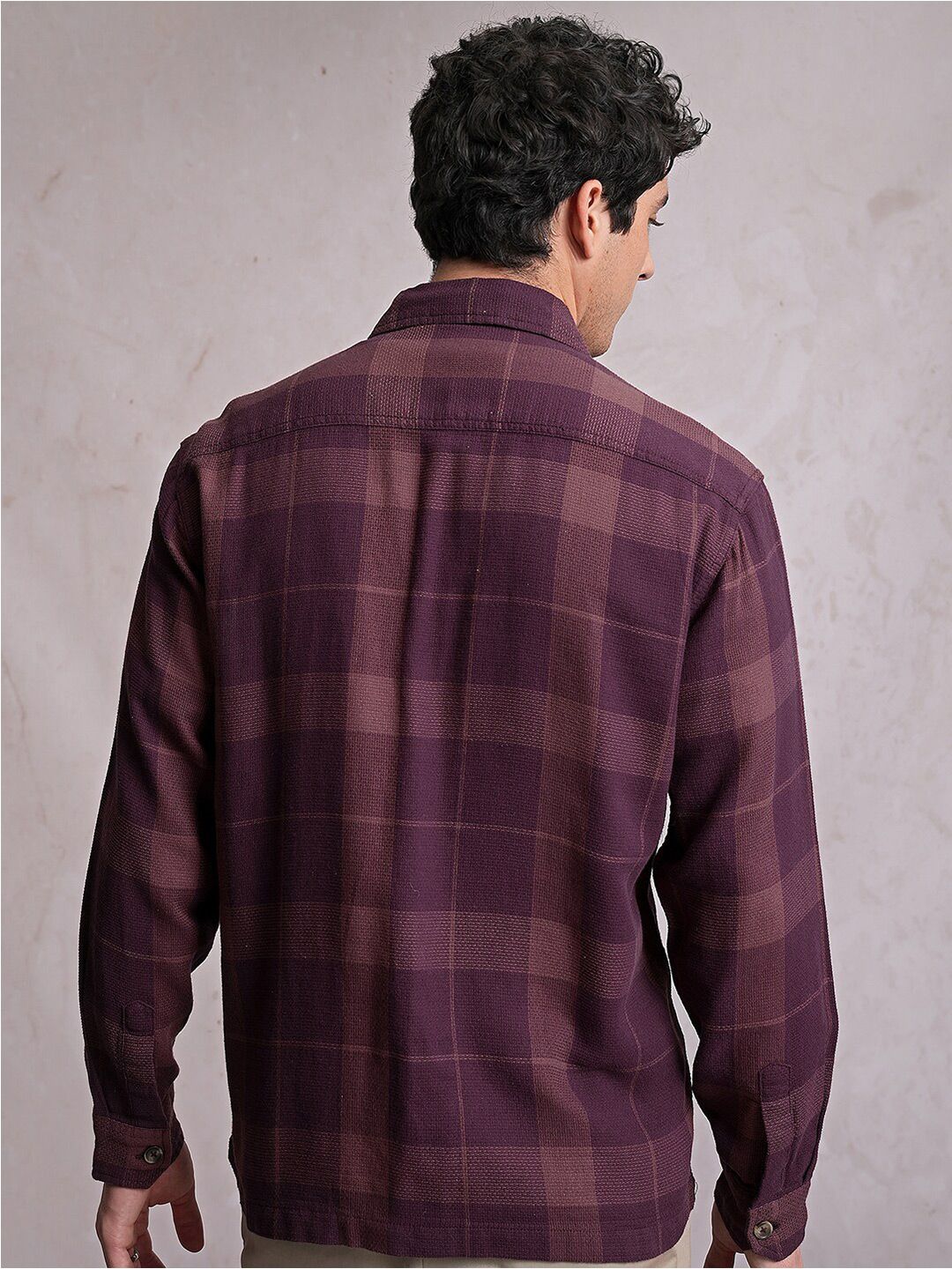 LOCOMOTIVE Dobby Textured Checked Utility Pocket Over Shirt