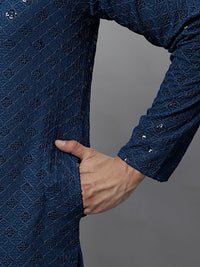 Jompers Geometric Chikankari Embroidered Kurta With Pyjamas