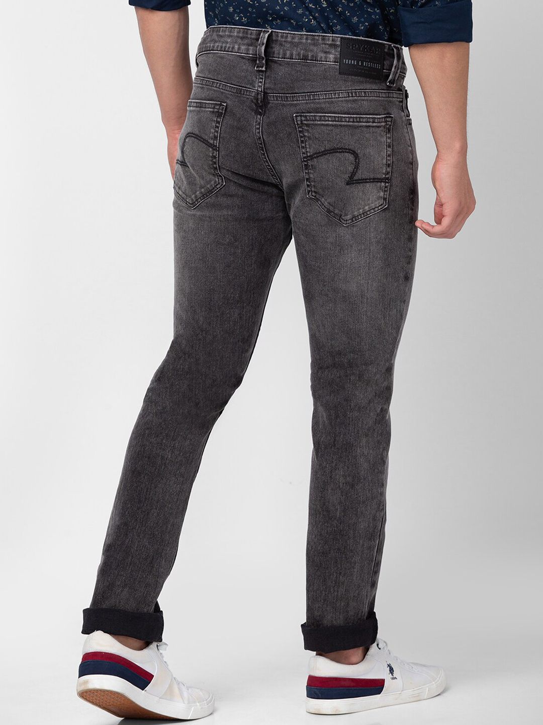 SPYKAR Men Slim Fit Low-Rise Heavy Fade Stretchable Cotton Jeans