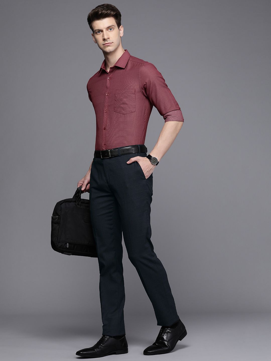 Raymond Men Checked Slim Fit Formal Trousers
