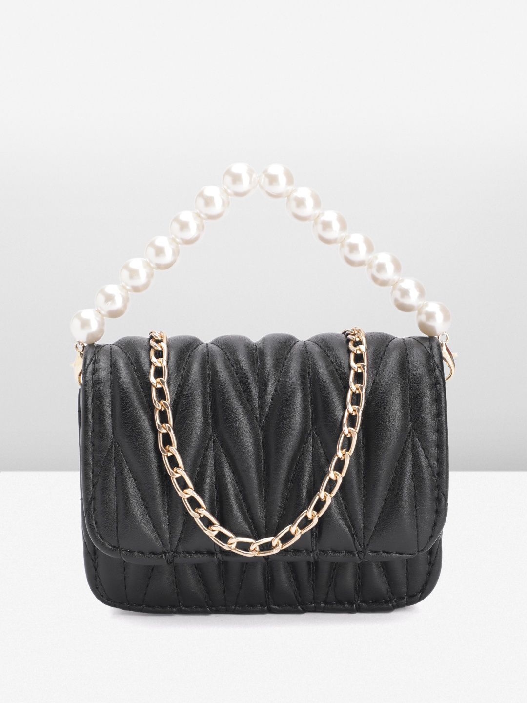 DressBerry Quilted Structured Satchel Bag