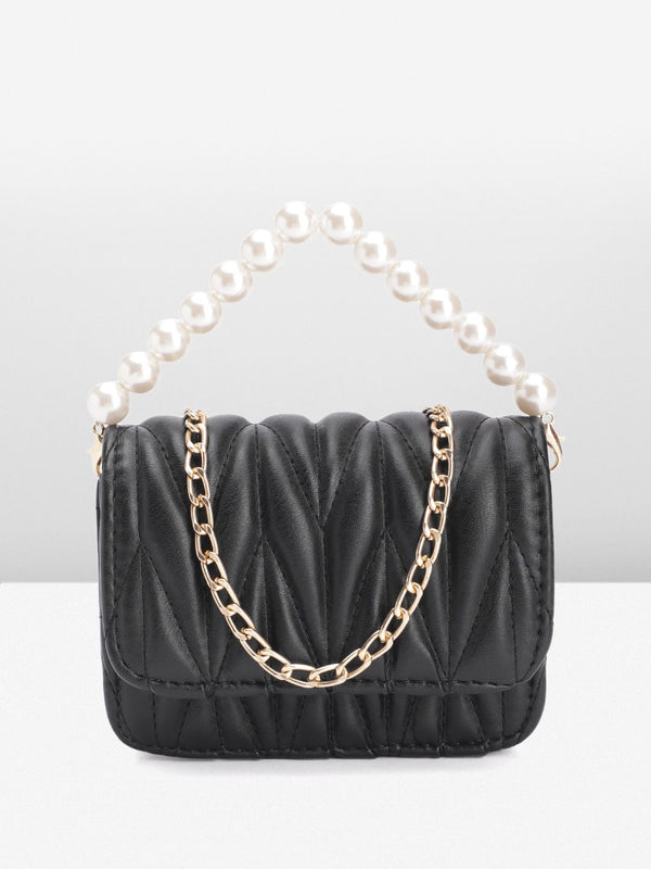 DressBerry Quilted Structured Satchel Bag