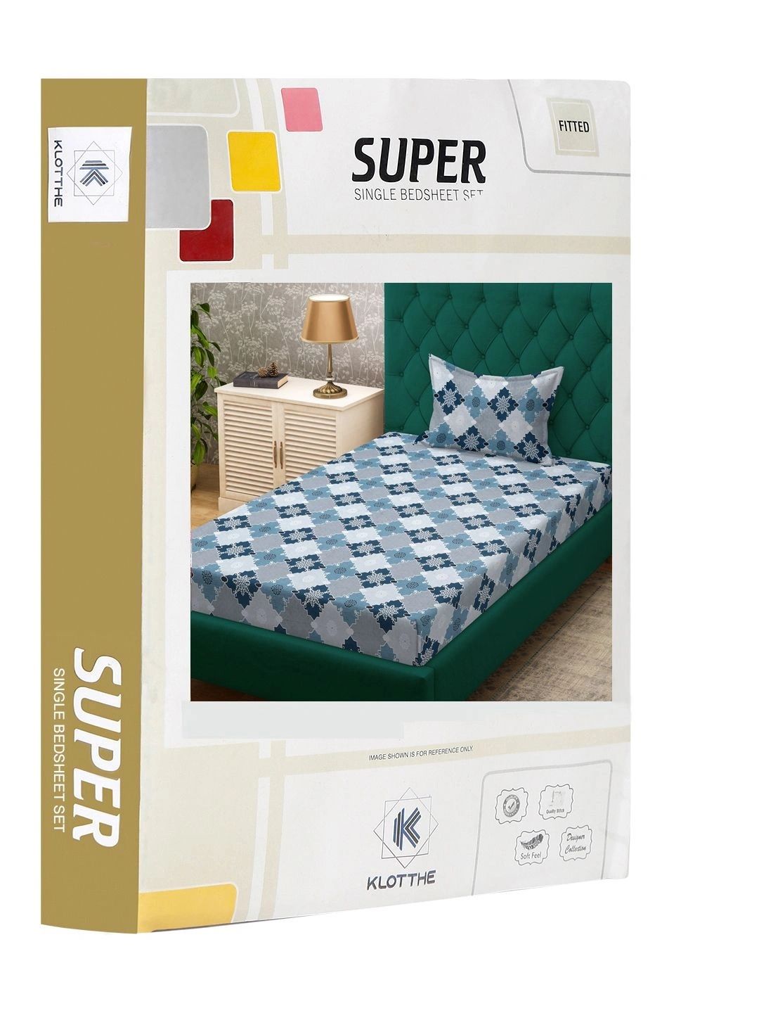 Moda Rapido X KLOTTHE Blue & Grey Geometric 400 TC Single Bedsheet with 1 Pillow Covers