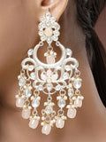 KARATCART Gold-Plated Contemporary Temple Kundan Studded Drop Earrings