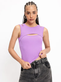DressBerry Sensual Staple Cut-Out Ribbed Top