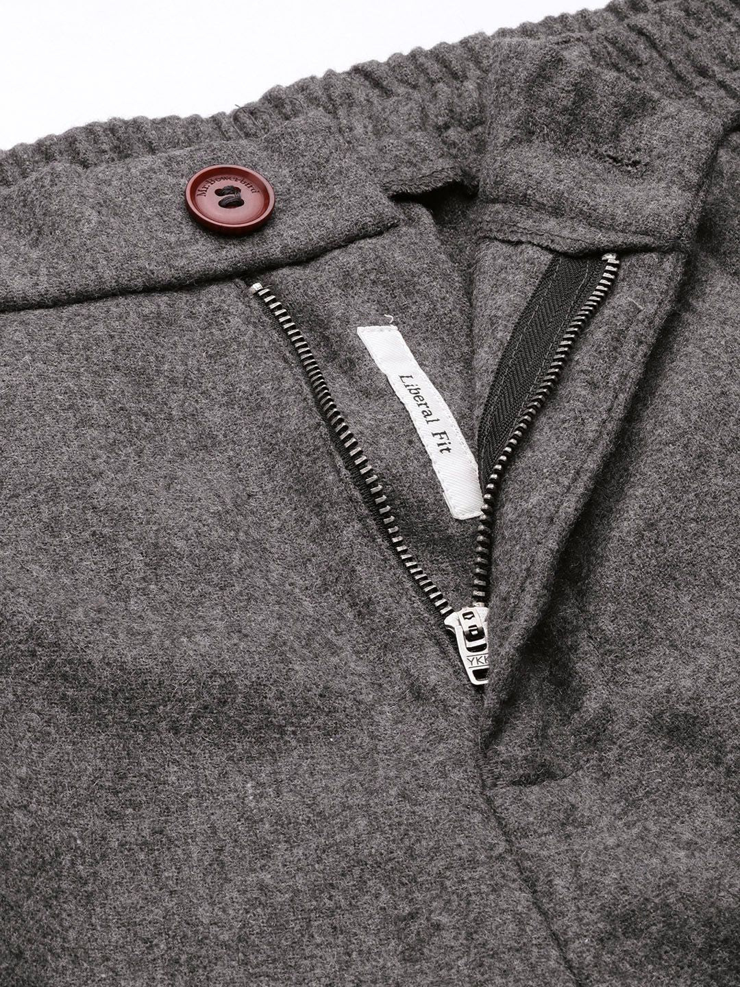 Mr Bowerbird Men Charcoal Frey Liberal Fit Solid Pleated Tweed Cargos