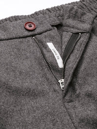 Mr Bowerbird Men Charcoal Frey Liberal Fit Solid Pleated Tweed Cargos