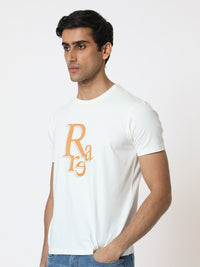 RARE RABBIT Men Cero Typography Printed Cotton Slim Fit T-Shirt