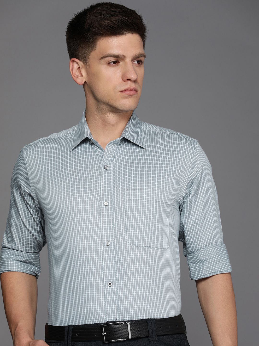 Raymond Pure Cotton Opaque Checked Formal Shirt
