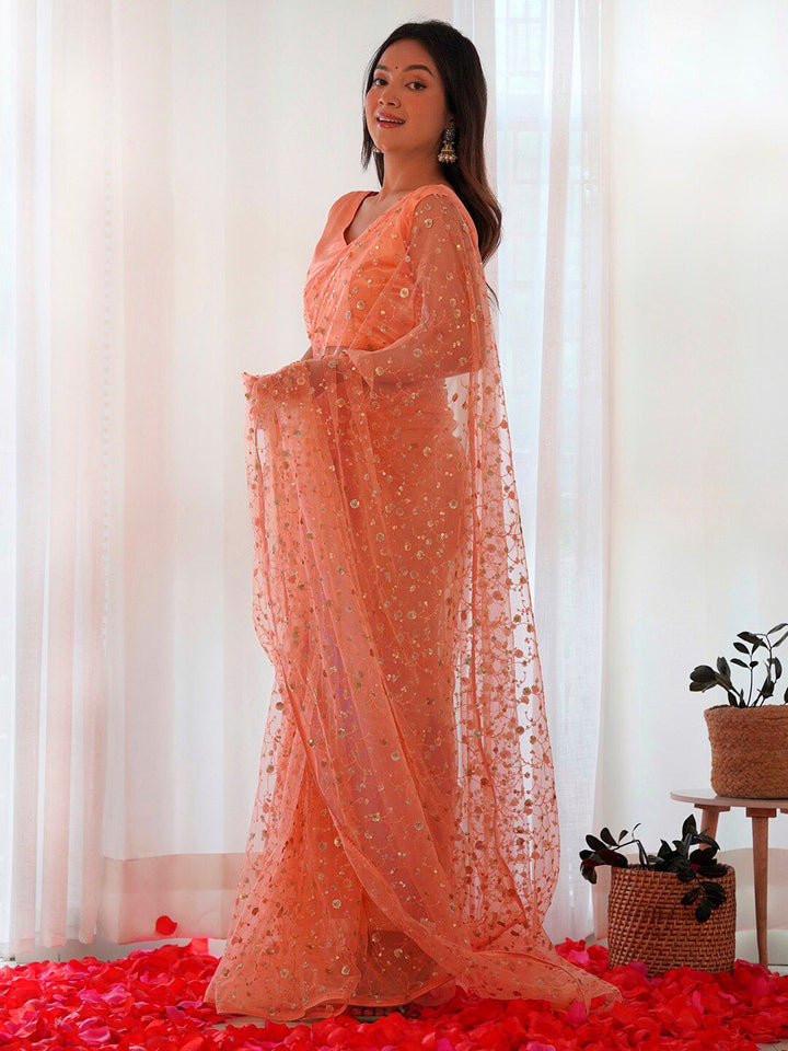 Saree mall Floral Embellished Net Sarees