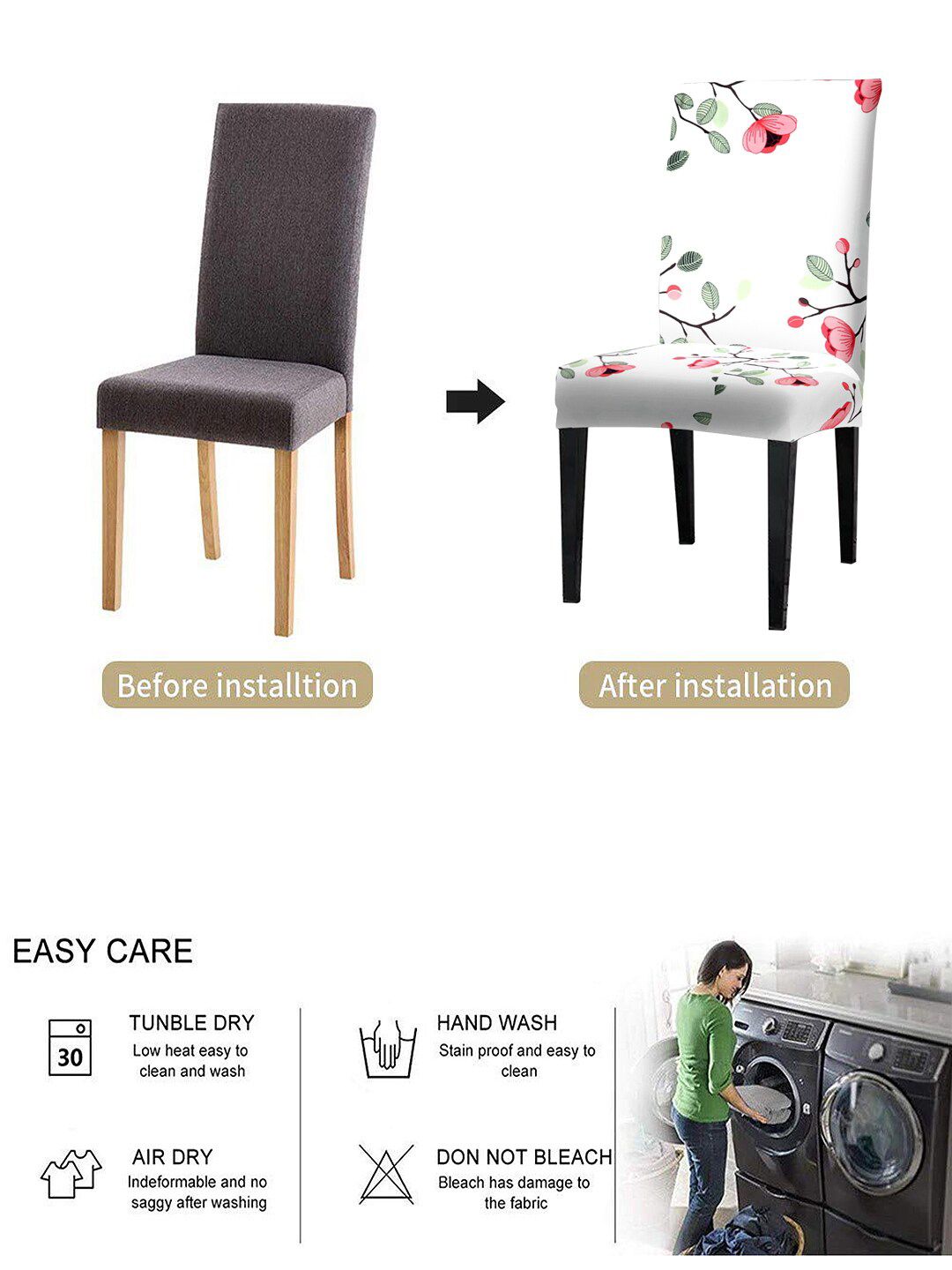 Cortina Unisex Set Of 6 Floral Printed Chair Covers