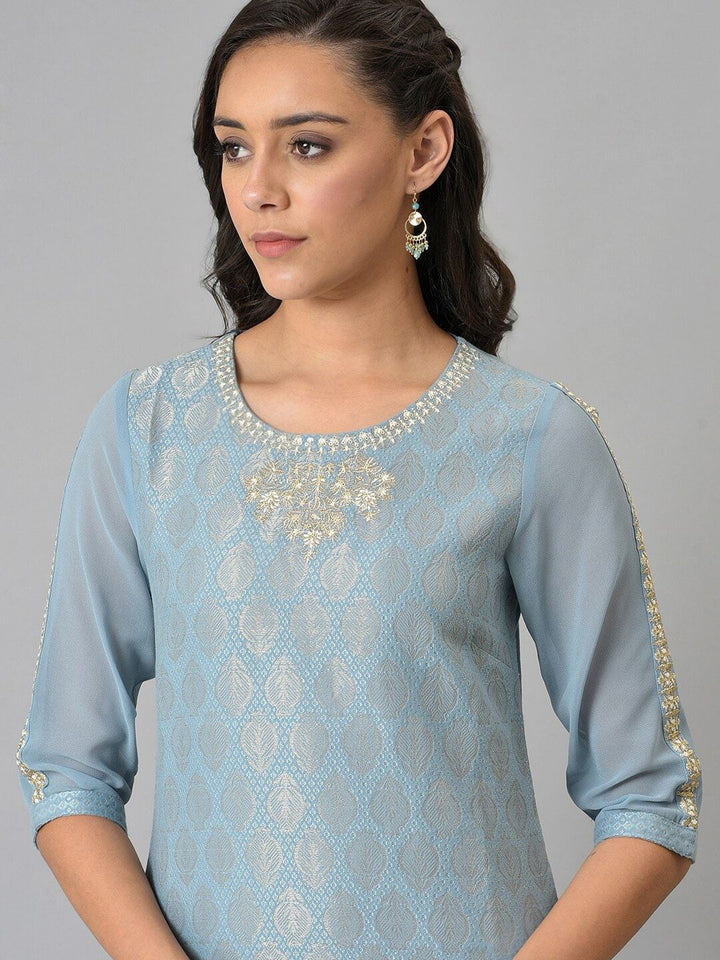 W Women Blue Ethnic Motifs Kurta