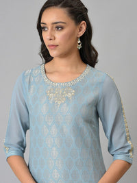 W Women Blue Ethnic Motifs Kurta