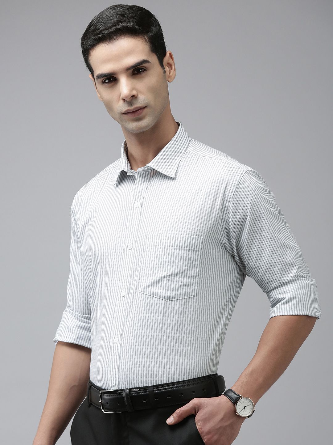Park Avenue Men Slim Fit Striped Pure Cotton Formal Shirt