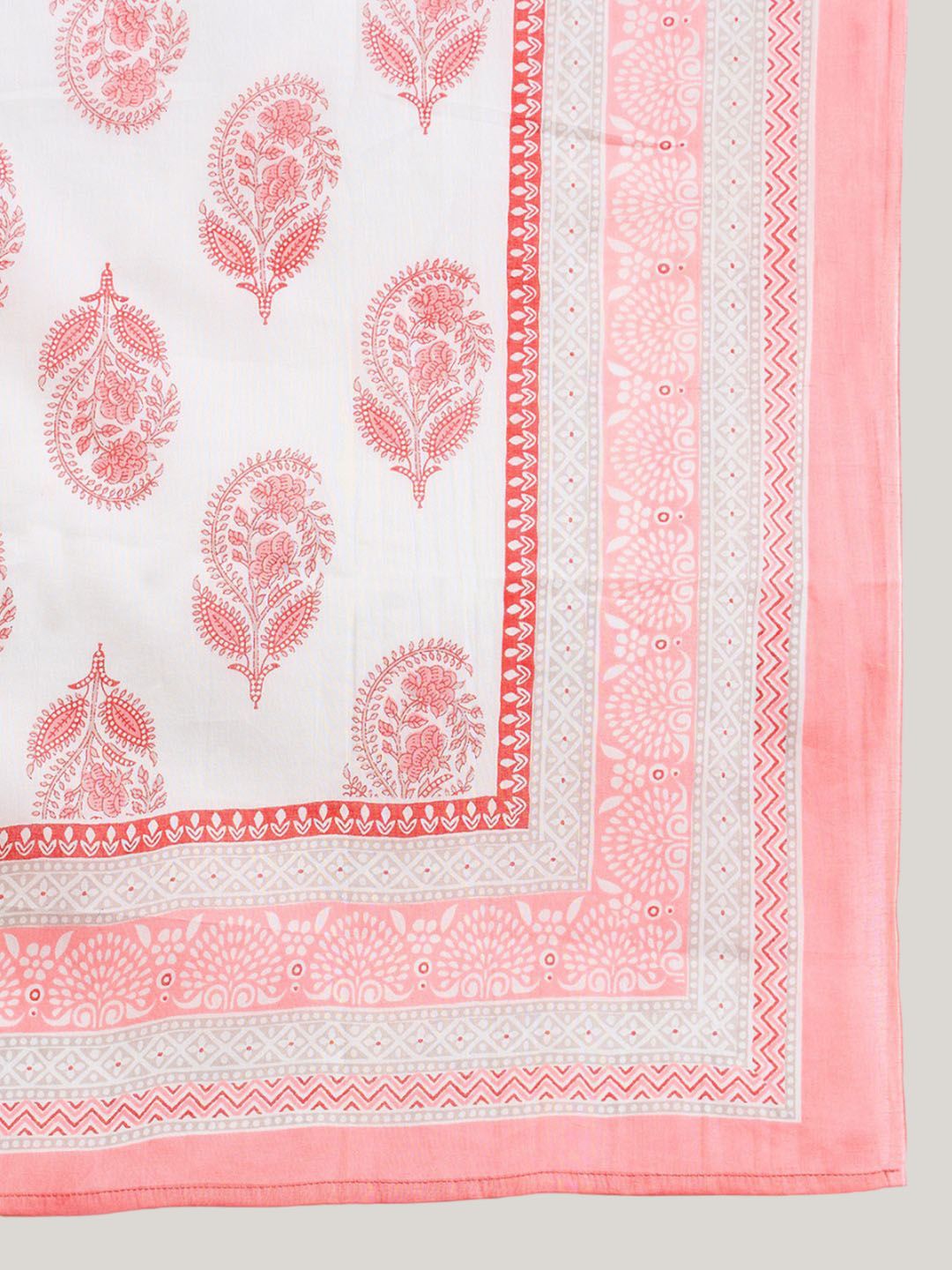 Indo Era Ethnic Motifs Printed Angrakha Pure Cotton Kurta With Trousers & Dupatta