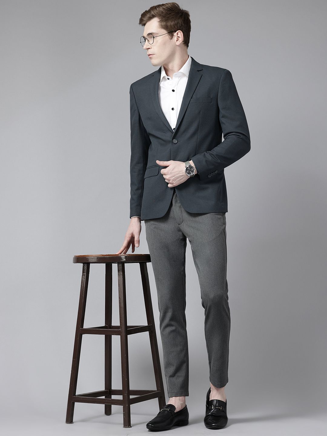 Park Avenue Single-Breasted Slim Fit Formal Blazer