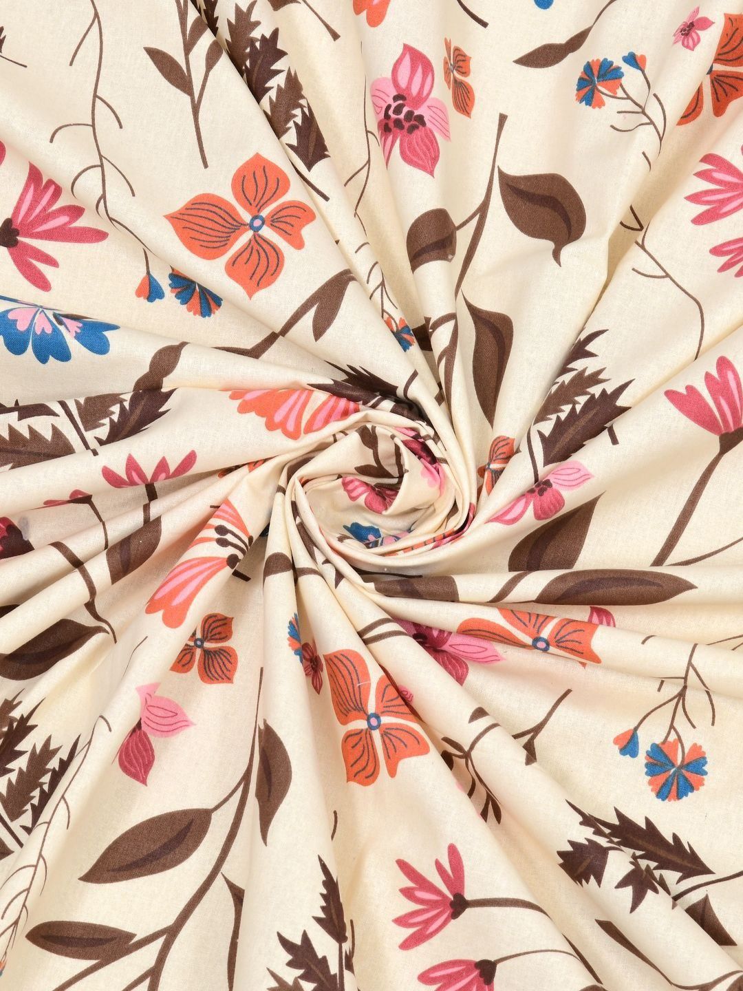BOMBAY DYEING Epigram Cream-Coloured Printed Pure Cotton 120 TC Queen Bedsheet Set 2.24 m X 2.54 m
