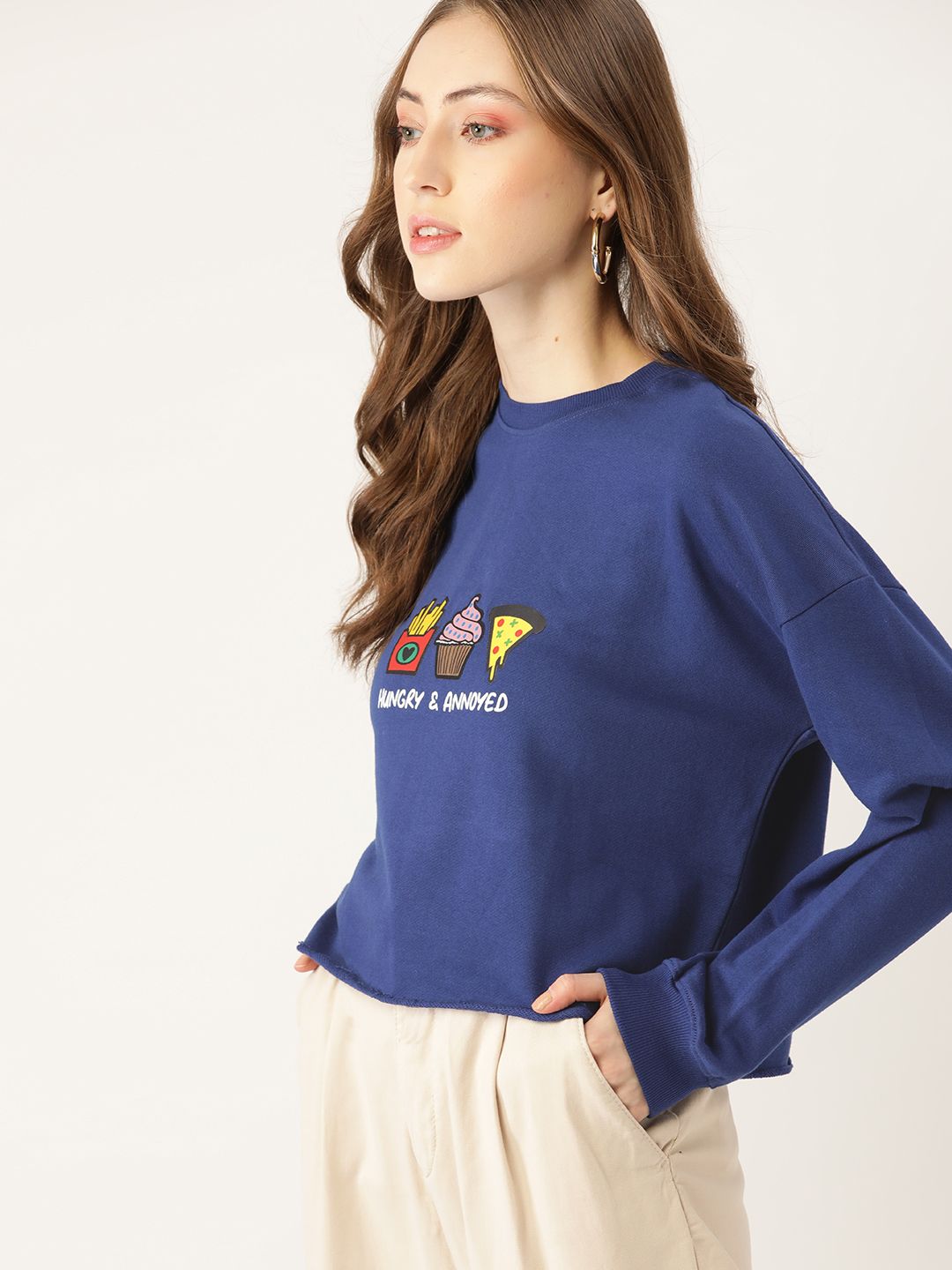 DressBerry Women Blue Printed Sweatshirt