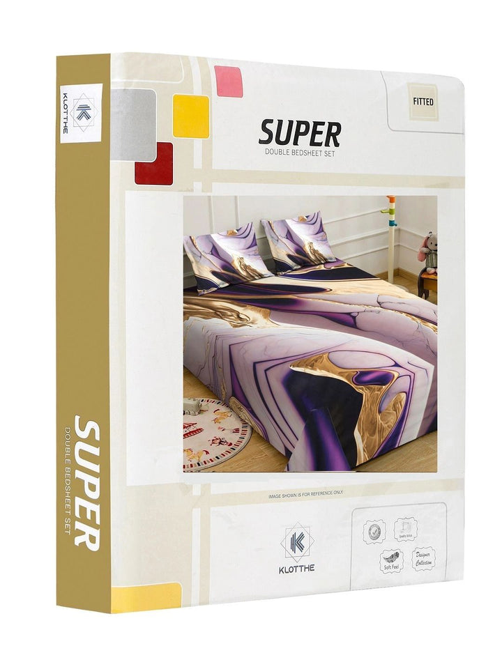 Moda Rapido X KLOTTHE Cadar King 400 TC Berwarna Ungu & Emas dengan 2 Sarung Bantal
