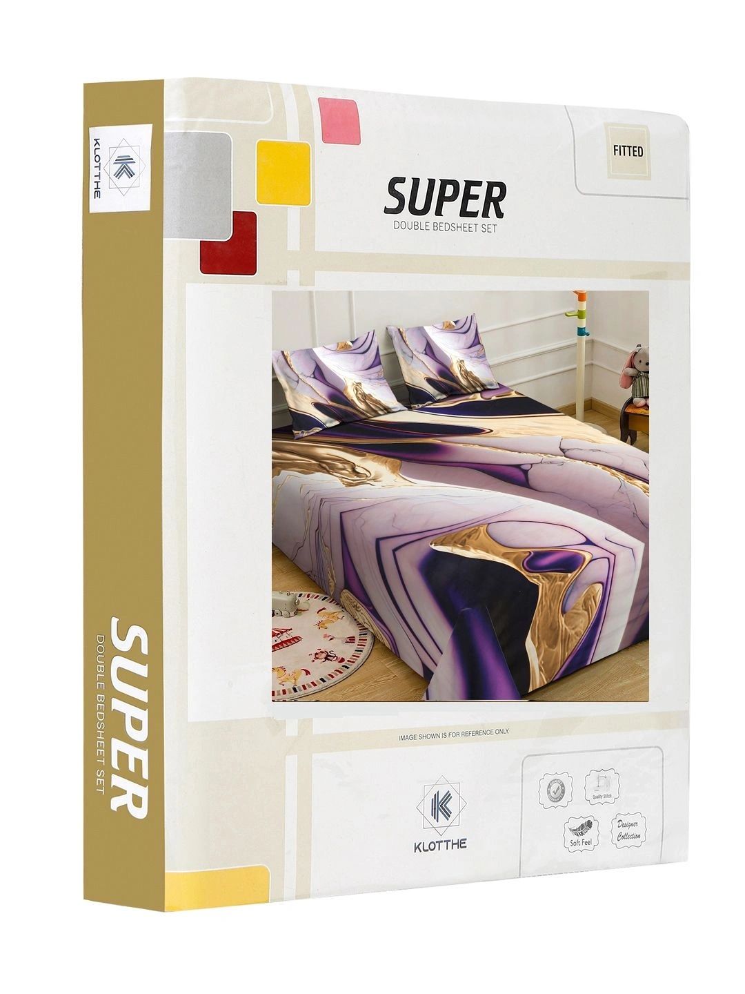 Moda Rapido X KLOTTHE Cadar King 400 TC Berwarna Ungu & Emas dengan 2 Sarung Bantal