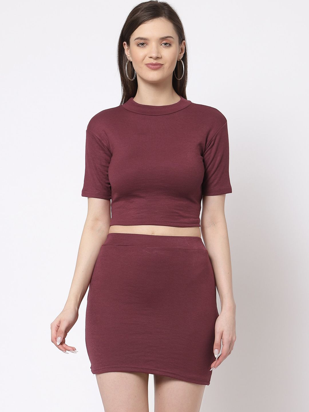 KLOTTHE Women Maroon Solid Co-Ords