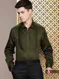 House of Pataudi Pure Cotton Pleated Opaque Party Shirt
