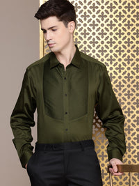 House of Pataudi Pure Cotton Pleated Opaque Party Shirt