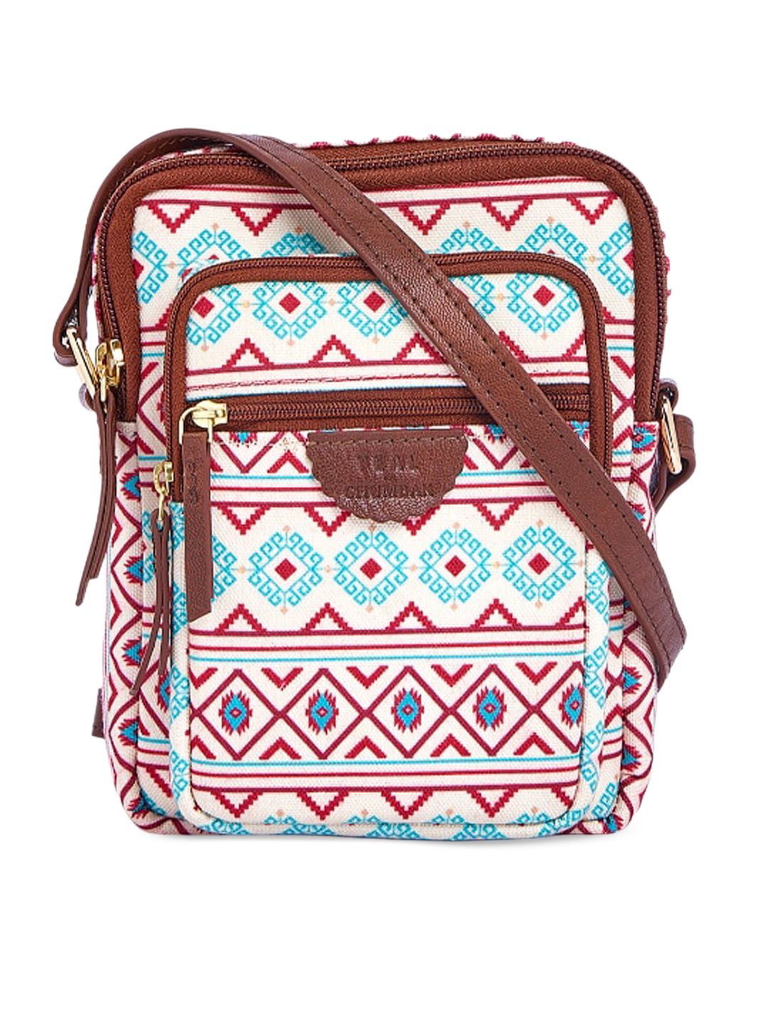 TEAL BY CHUMBAK Ethnic Motifs Printed Structured Sling Bag