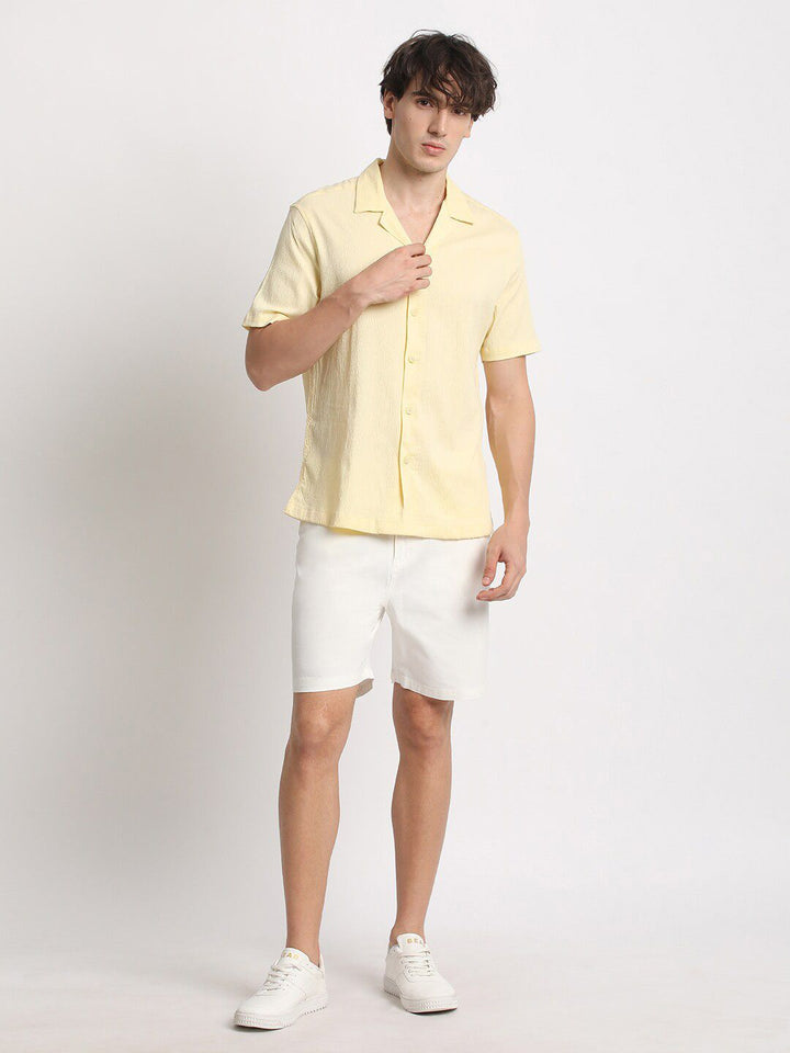THE BEAR HOUSE Cuban Collar Solid Regular Fit Casual Shirt