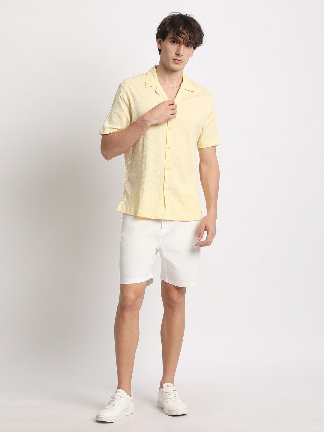 THE BEAR HOUSE Cuban Collar Solid Regular Fit Casual Shirt