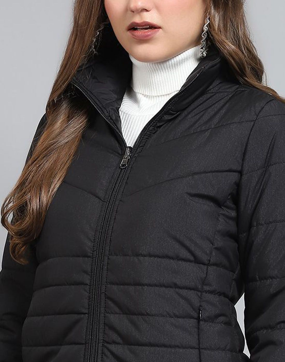 Monte Carlo Women Mock Collar Solid Casual Lightweight Padded Jacket