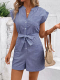 DressBerry Waist Tie-Up Striped Playsuit