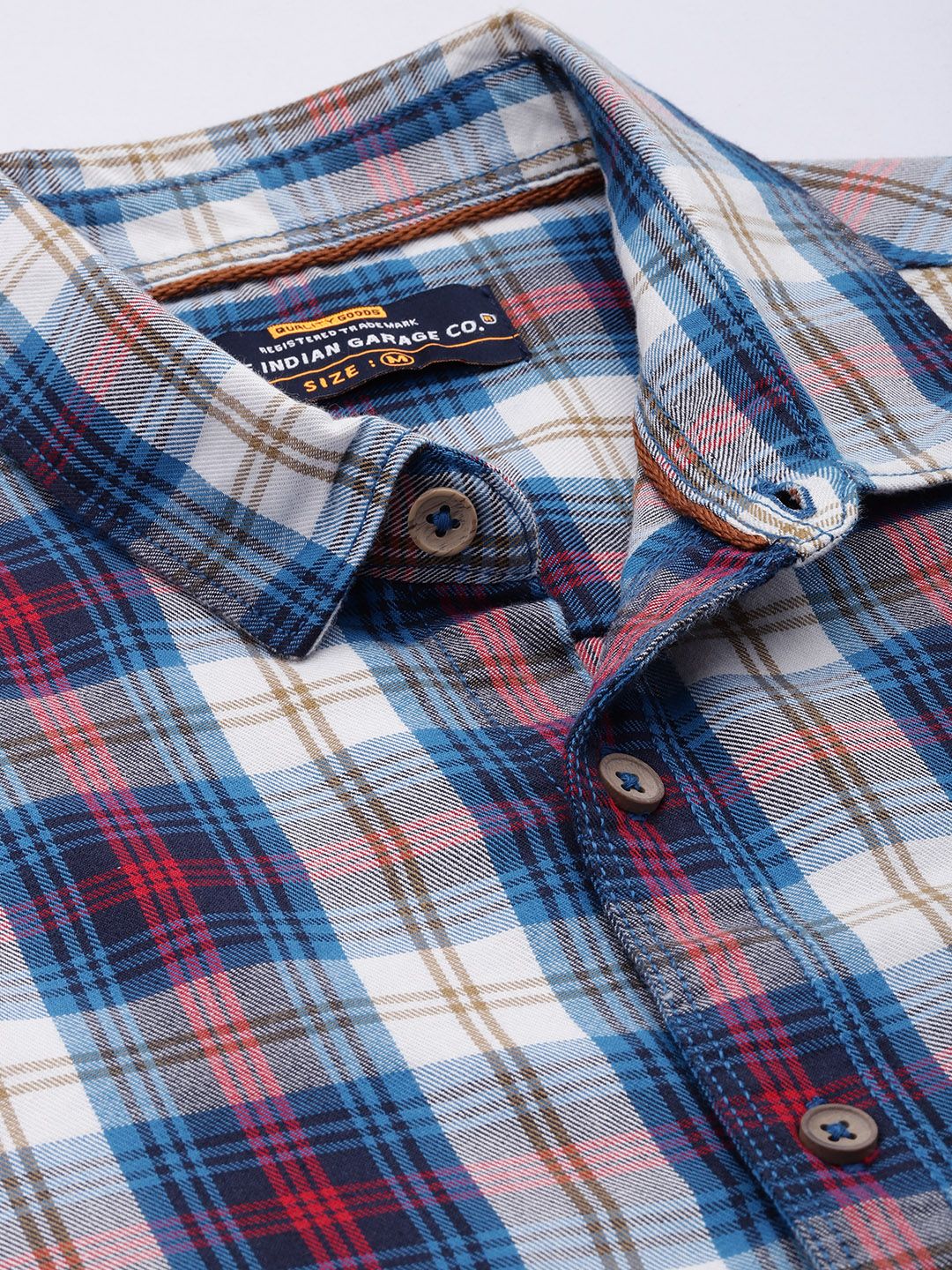 The Indian Garage Co Men Tartan Checked Cotton Casual Shirt