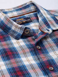 The Indian Garage Co Men Tartan Checked Cotton Casual Shirt