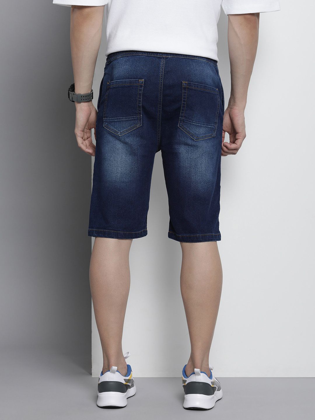 The Indian Garage Co Men Solid Denim Shorts