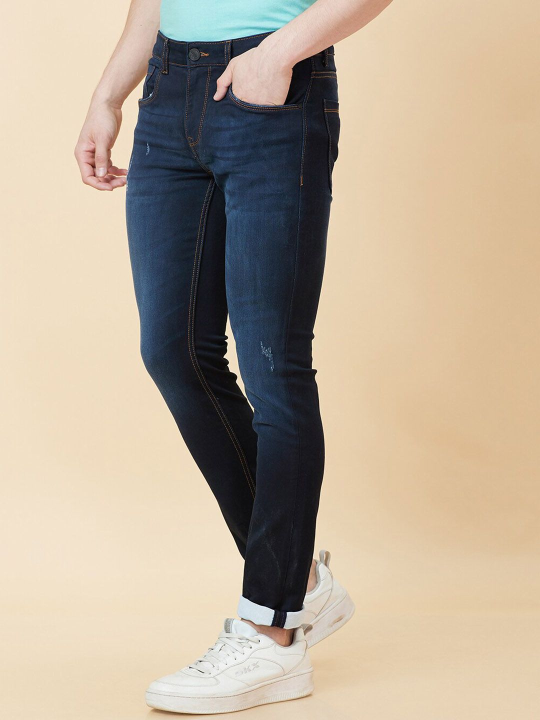 Being Human Men Skinny Fit Clean Look Light Fade Stretchable Jeans