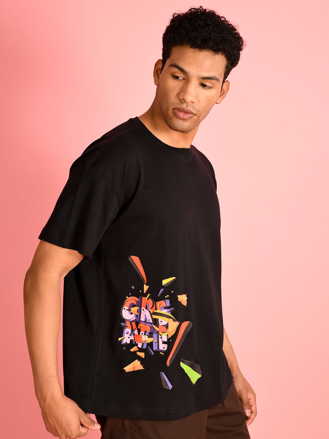 Bene Kleed Men Typography Printed Round Neck Cotton Oversized T-shirt