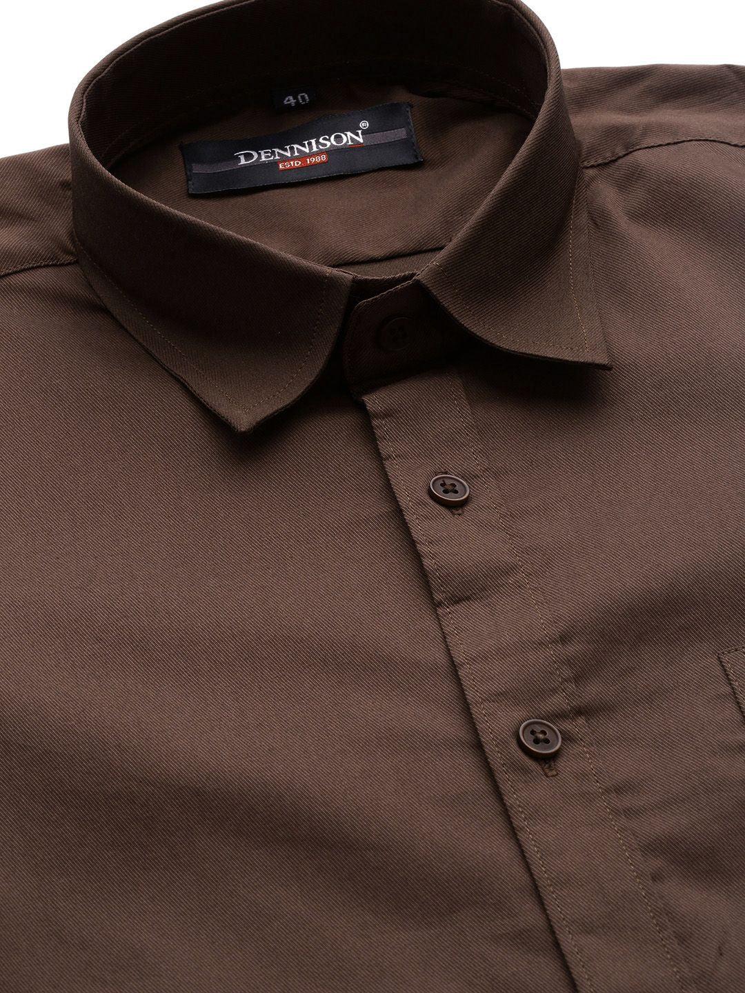 DENNISON Men Brown Solid Smart Slim Fit Stretchable Lycra Formal Shirt