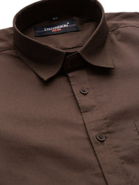 DENNISON Men Brown Solid Smart Slim Fit Stretchable Lycra Formal Shirt