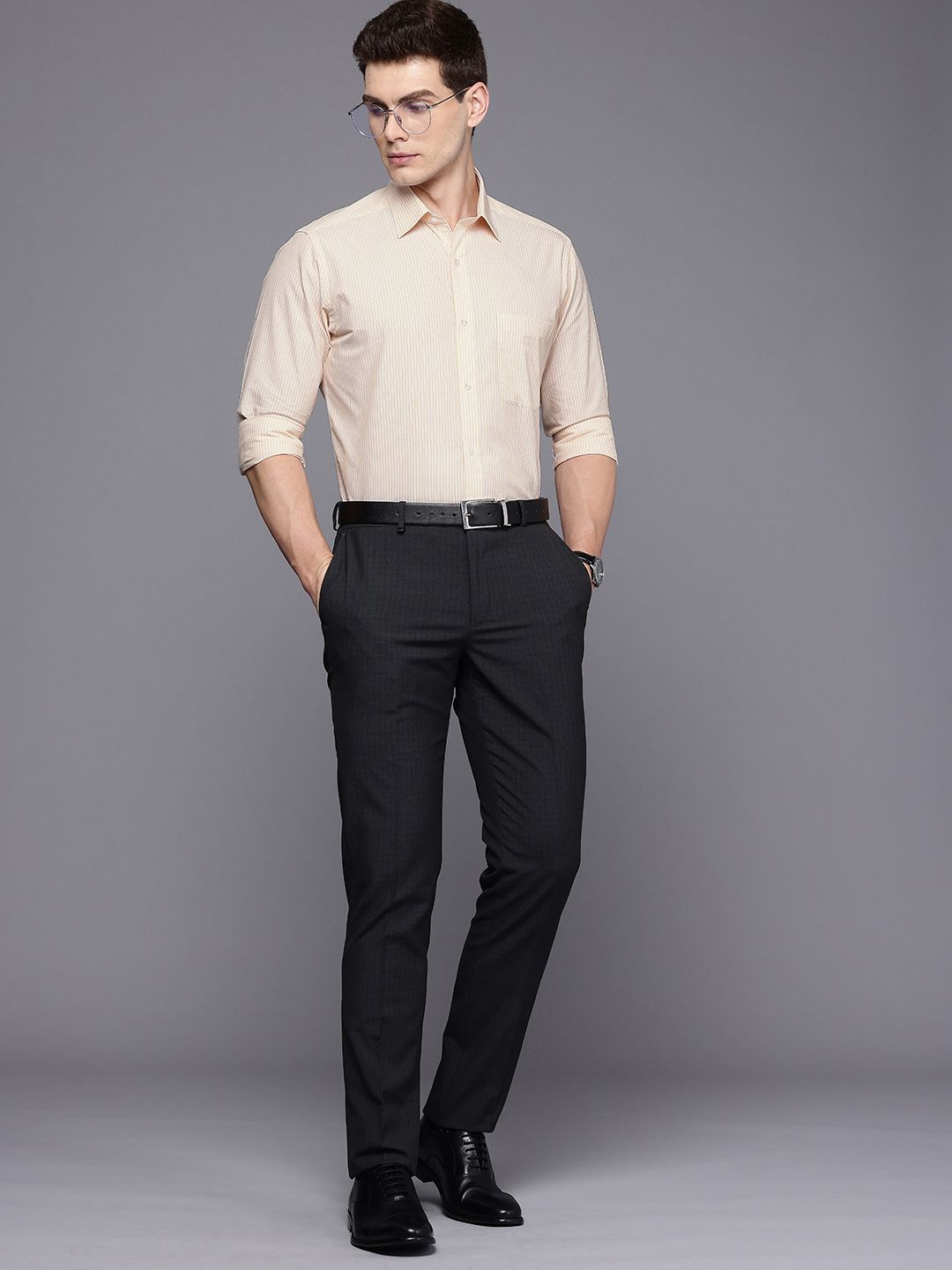 Raymond Slim Fit Striped Pure Cotton Formal Shirt