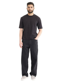 RARE RABBIT Men Solid Round Neck Cotton Oversized T-shirt