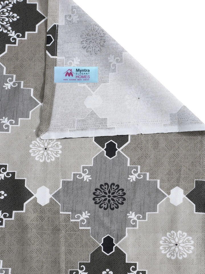 Myntra Elegant Homes Kelabu & Putih Geometrik 400 TC Cadar Tempat Tidur Single dengan 1 Sarung Bantal