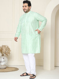 SOJANYA PLUS Floral Embroidered Thread Work Silk Cotton Straight Kurta with Pyjamas
