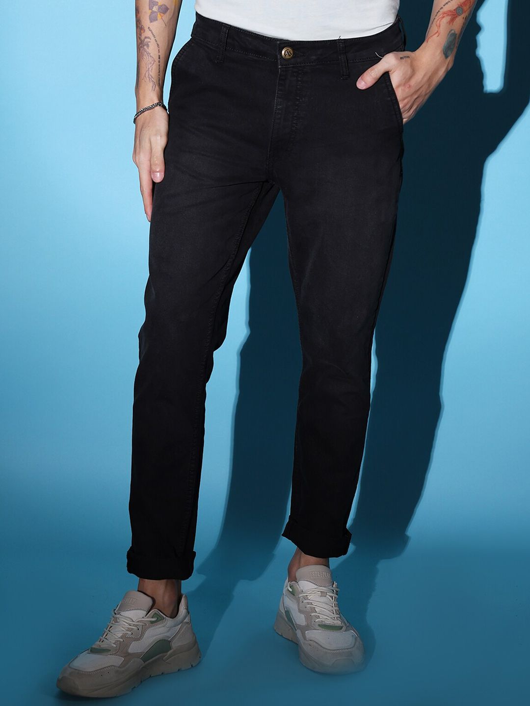 The Indian Garage Co Men Mid-Rise Slim Fit Clean Look Jeans