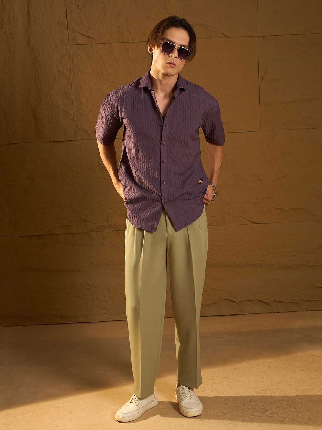 DENNISON Drop Shoulder Oversized Textured Shirt